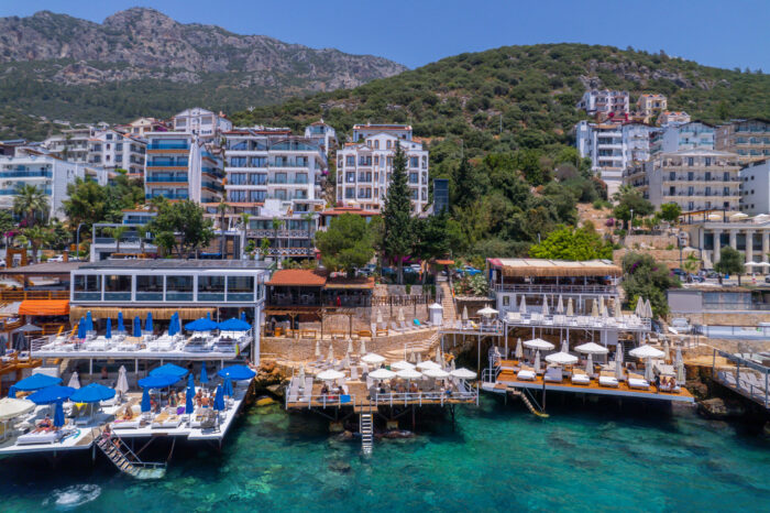 Medusa Hotel and the Kaş seafront, seen from above